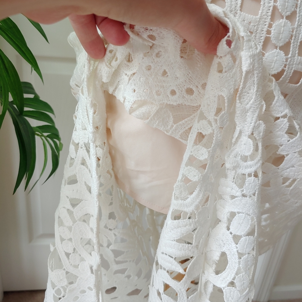 (SOLD) Tobi Lace Crochet Plunge Slit Maxi Dress - Picture 6 of 10